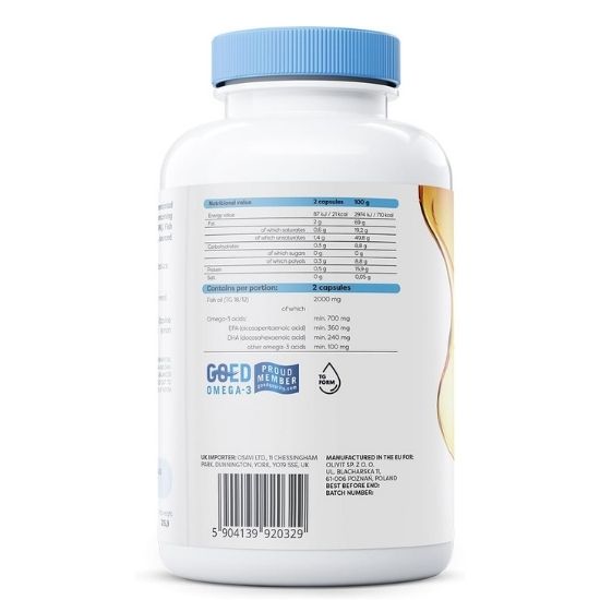 Omega-3 Fish Oil, 1000mg (Lemon), 180 softgels, Osavi - Vitax.ro