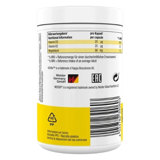 Vitamin D3/K2 + Magnesium, 120 caps, Weider