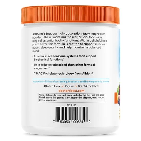 High Absorption Magnesium Powder, Fruit Punch, 340g, Doctor's Best