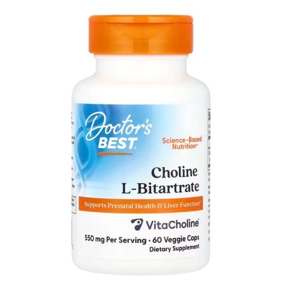 Choline L-Bitartrate, 550mg, 60 vcaps, Doctor's Best - Vitax.ro