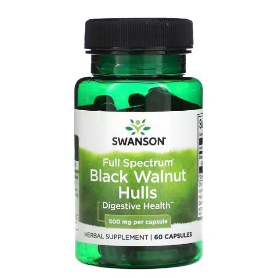 Full Spectrum Black Walnut Hulls, 500mg, 60 caps, Swanson - Vitax.ro
