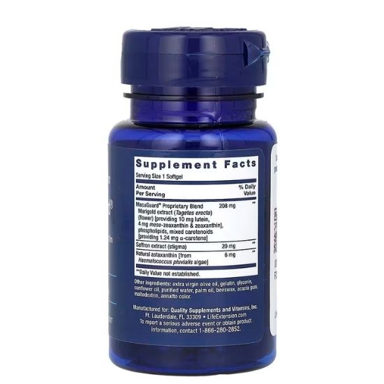 MacuGuard Ocular Support with Saffron & Astaxanthin, 60 softgels, Life Extension - Vitax.ro