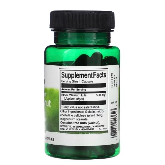 Full Spectrum Black Walnut Hulls, 500mg, 60 caps, Swanson - Vitax.ro