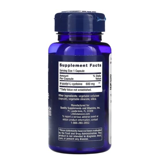 N-Acetyl-L-Cysteine, 600mg, 60 caps, Life Extension - Vitax.ro