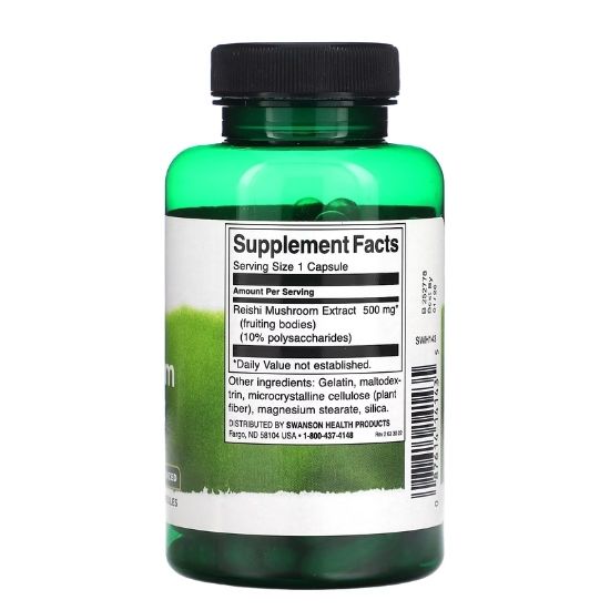 Reishi Mushroom Extract, 500mg, 90 caps, Swanson - Vitax.ro