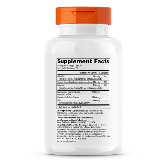 Glucosamine Chondroitin MSM cu OptiMSM, 240 caps, Doctor's Best - Vitax.ro