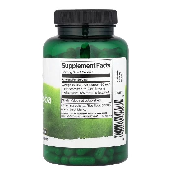 Ginkgo Biloba Extract 24%, 60mg, 240 caps, Swanson - Vitax.ro