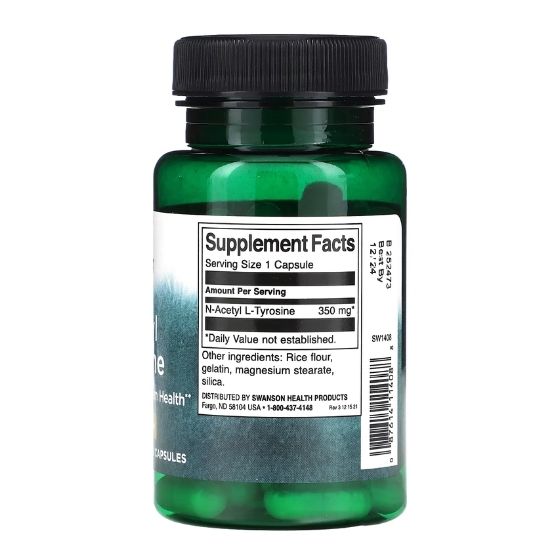 N-Acetyl L-Tyrosine, 350mg, 60 caps, Swanson - Vitax.ro