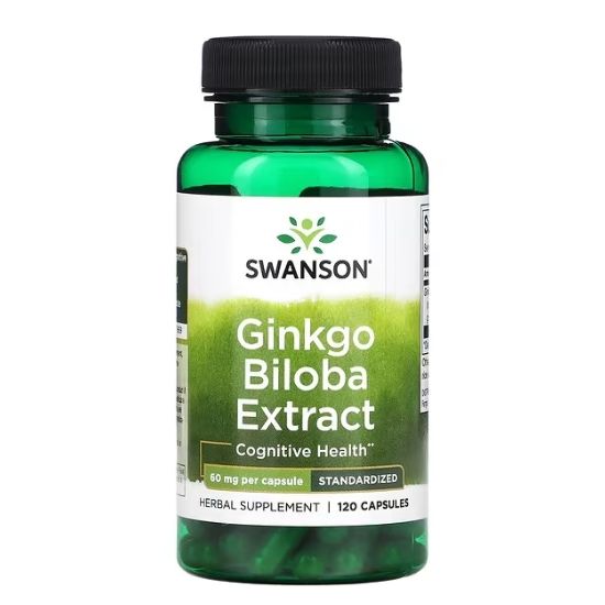 Ginkgo Biloba Extract 24%, 60mg, 120 caps, Swanson - Vitax.ro