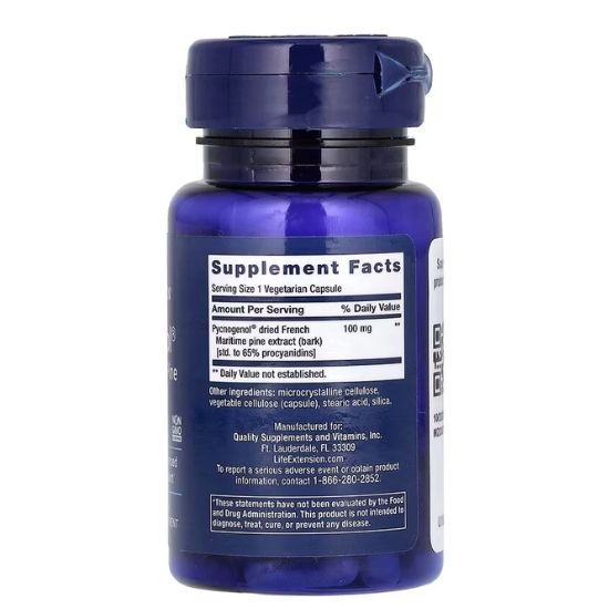 Pycnogenol French Maritime Pine Bark Extract, 100mg, 60 vcaps, Life Extension - Vitax.ro