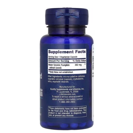 Pumpkin Seed Extract, Water-Soluble, 60 vcaps, Life Extension - Vitax.ro