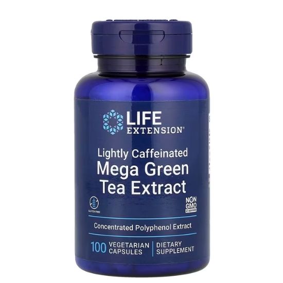Lightly Caffeinated Mega Green Tea Extract, 100 vcaps, Life Extension - Vitax.ro