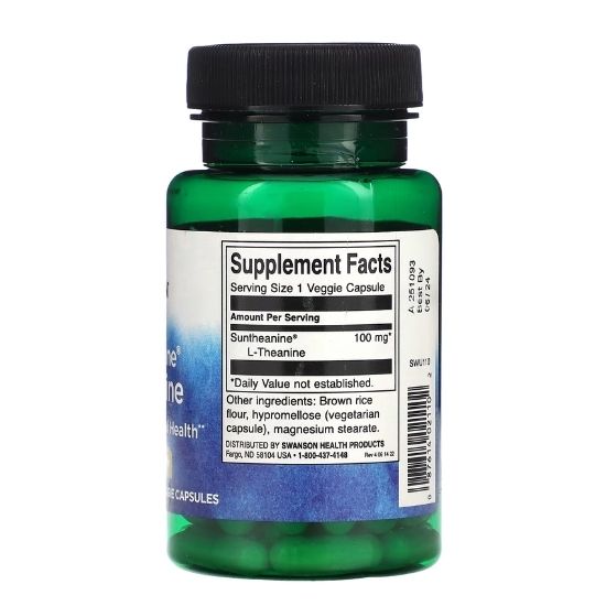 Suntheanine L-Theanine, 100mg, 60 vcaps, Swanson - Vitax.ro