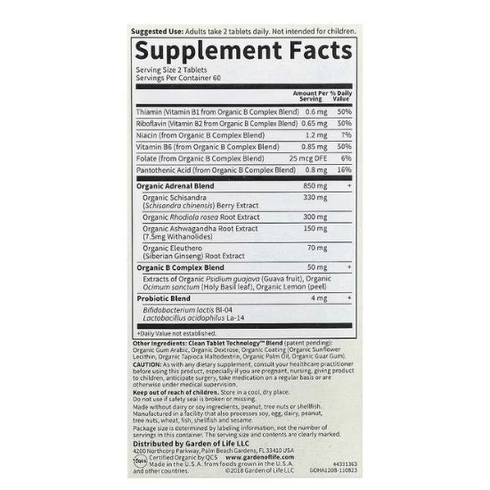 Mykind Organics Adrenal Daily Balance, 120 vegan tabs, Garden of Life - Vitax.ro