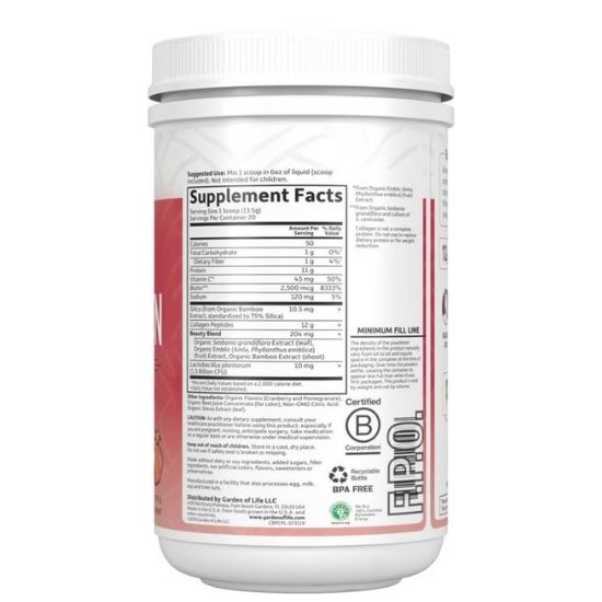 Grass Fed Collagen Beauty, Cranberry Pomegranate, 270g, Garden of Life - Vitax.ro