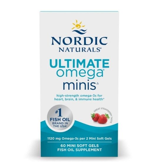 Ultimate Omega Minis, 1120mg, Strawberry, 60 mini softgels, Nordic Naturals - Vitax.ro