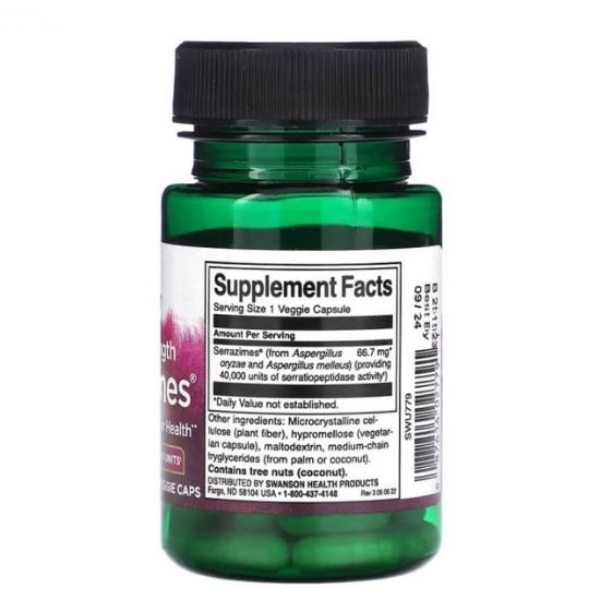 Double Strength Serrazimes, 40 000 Units, 60 vcaps, Swanson - Vitax.ro