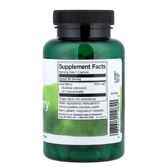 Acai Berry, 500mg, 120 caps, Swanson - Vitax.ro