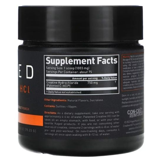 Creatine HCl, Fruit Punch, 75g, Kaged Muscle - Vitax.ro