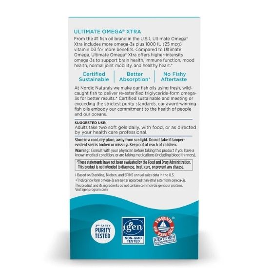 Ultimate Omega Xtra, 1480mg, Lemon, 60 softgels, Nordic Naturals - Vitax.ro