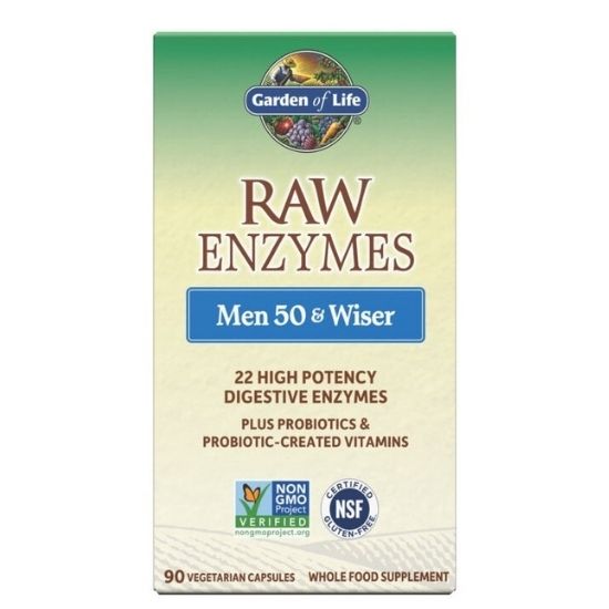 Raw Enzymes Men 50 & Wise, 90 vcaps, Garden of Life - Vitax.ro