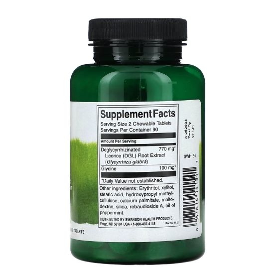 DGL, 385mg, 180 chewable tabs, Swanson - Vitax.ro