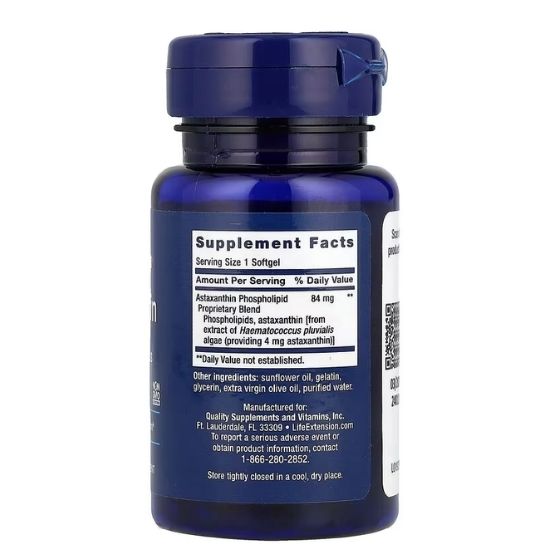 Astaxanthin with Phospholipids, 4mg, 30 softgels, Life Extension - Vitax.ro