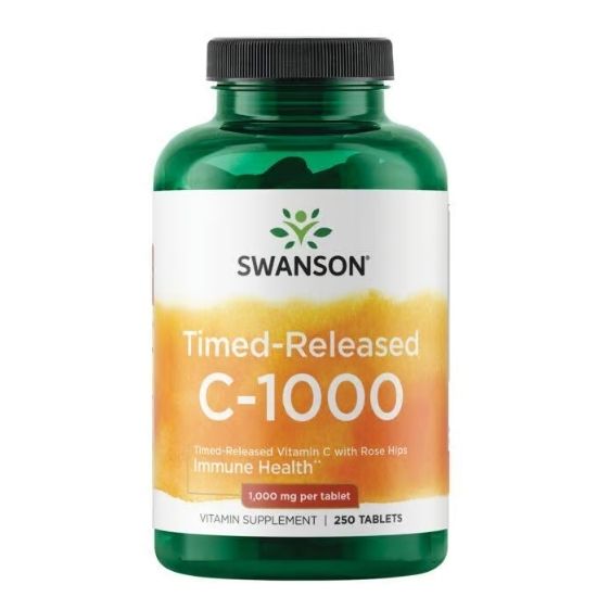 Vitamin C with Rose Hips Extract, Timed-Release, 1000mg, 250 tabs, Swanson - Vitax.ro