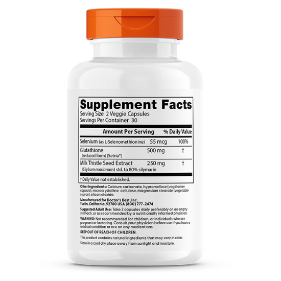 Glutathione + Milk Thistle, 60 vcaps, Doctor's Best - Vitax.ro