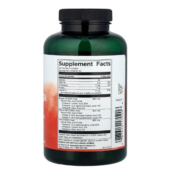 MultiOmega 3-6-9 - Flax & Borage & Fish Oils, 120 softgels, Swanson - Vitax.ro