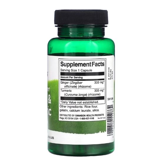 Ginger & Turmeric, 60 caps, Swanson - Vitax.ro