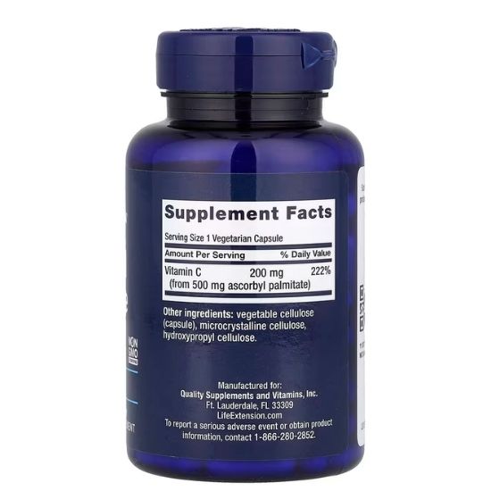 Ascorbyl Palmitate, 500mg, 100 vcaps, Life Extension - Vitax.ro