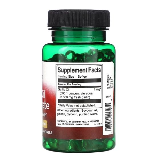 Garlic Oil, 500mg, 250 softgels, Swanson - Vitax.ro