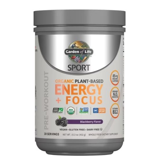 Organic Plant-Based Energy + Focus, Blackberry, 432g, Garden of Life - Vitax.ro