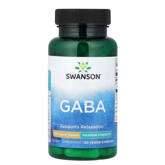GABA, 750mg Maximum Strength, 60 vcaps, Swanson - Vitax.ro