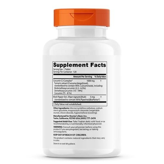 High Absorption Curcumin,, 1000mg, 120 tabs, Doctor's Best - Vitax.ro