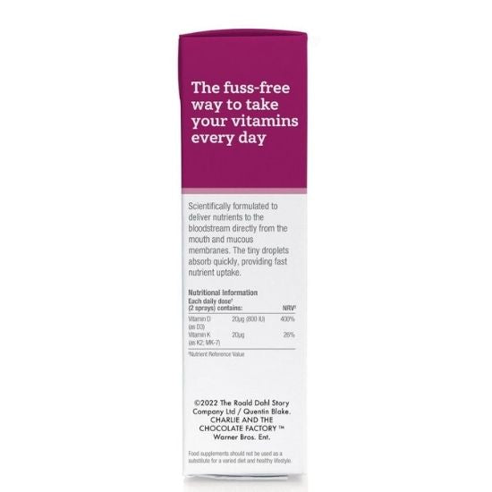 Vitamin D+K2 Kids' Daily Oral Spray, Bubblegum & Blueberry, 15 ml, BetterYou - Vitax.ro