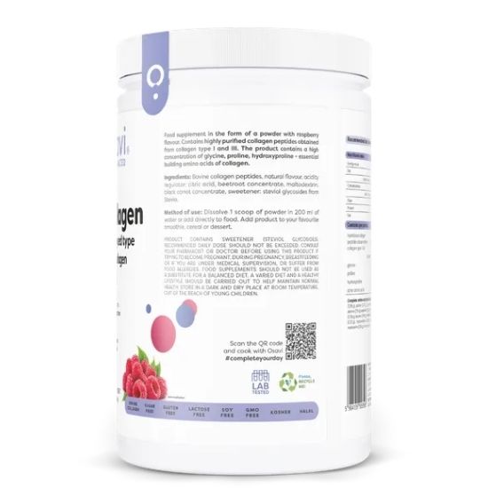 Collagen Hydrolysed Type I & III, Raspberry, 660g, Osavi - Vitax.ro
