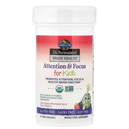 Dr. Formulated Attention & Focus for Kids, Watermelon Berry, 60 chewables, Garden of Life - Vitax.ro
