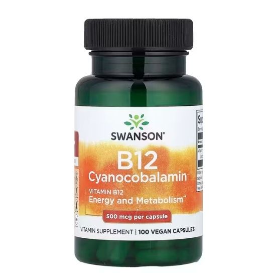 Vitamin B12, 500mcg, 100 caps, Swanson - Vitax.ro