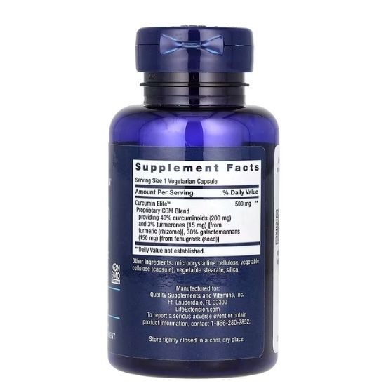 Curcumin Elite Turmeric Extract, 60 vcaps, Life Extension - Vitax.ro