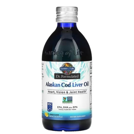 Dr. Formulated Alaskan Cod Liver Oil, Lemon, 400 ml, Garden of Life - Vitax.ro
