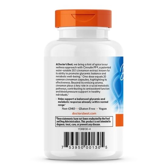 Cinnamon Extract cu CinnulinPF, 125mg, 60 vcaps, Doctor's Best