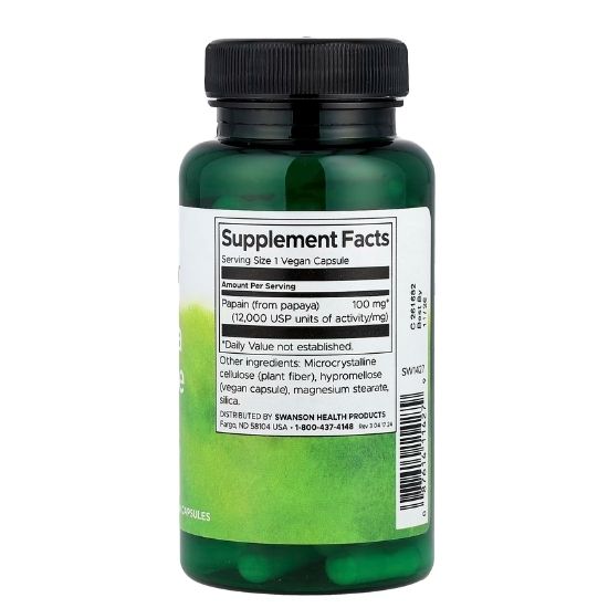 Papaya Enzyme Papain, 100mg, 90 vcaps, Swanson - Vitax.ro