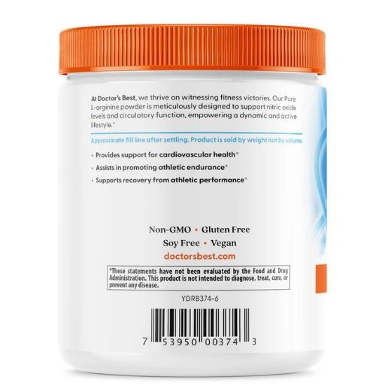 Pure L-Arginine Powder, 300 grams, Doctor's Best - Vitax.ro