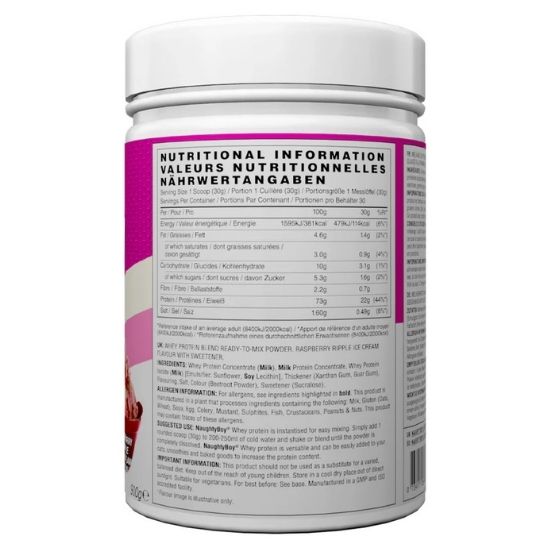 Advanced Whey, Raspberry Ripple Ice Cream, 900g, Naughty Boy - Vitax.ro