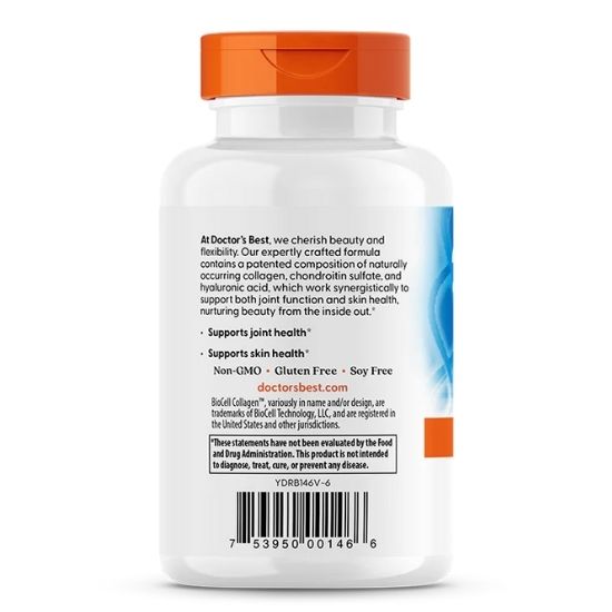 Hyaluronic Acid + Chondroitin Sulfate cu BioCell Collagen, 60 caps, Doctor's Best - Vitax.ro