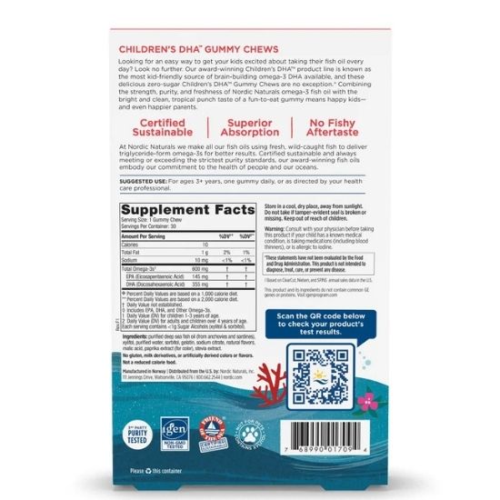 Children’s DHA Gummy Chews, 600mg, 30 gummies, Nordic Naturals - Vitax.ro