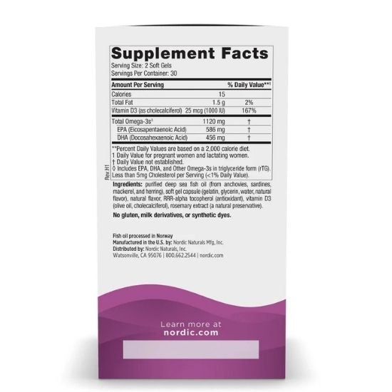 Postnatal Omega-3, 1120mg Lemon, 60 softgels, Nordic Naturals - Vitax.ro