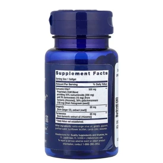 Advanced Curcumin Elite Turmeric Extract, Ginger & Turmerones, 30 softgels, Life Extension - Vitax.ro